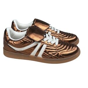 Steve Madden Madrid Bronze Sneakers Metallic Lace Up Casual Shoes Size‎ 6